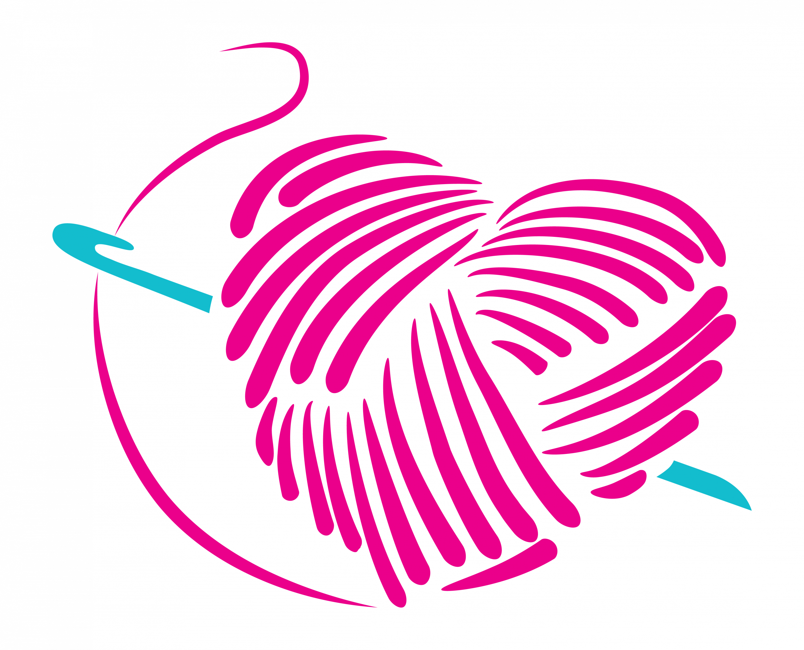 Illustrated heart with a crochet hood going through it