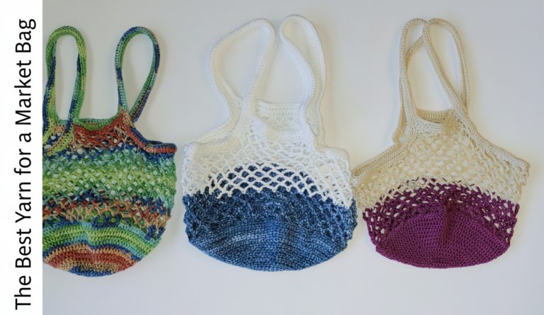Three colorful market bags.