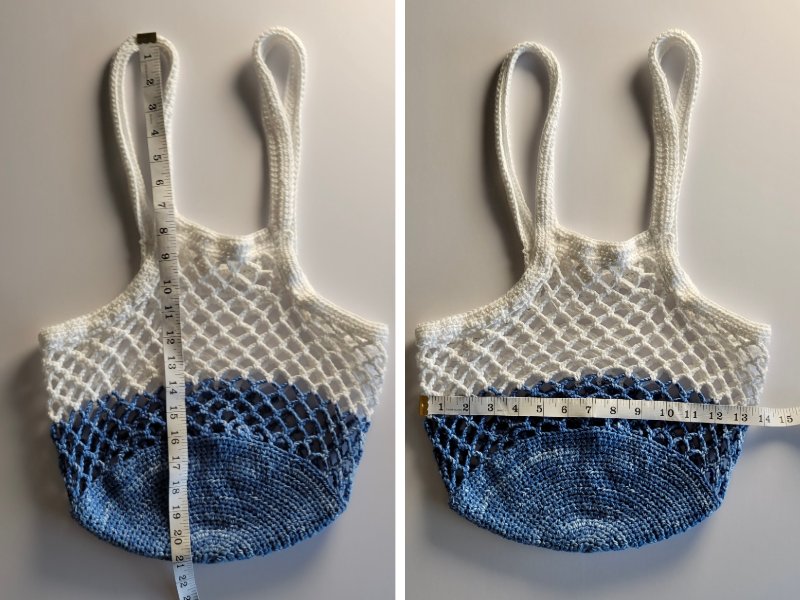 Yarn Bee Market Bag Measurements after two weeks of use.